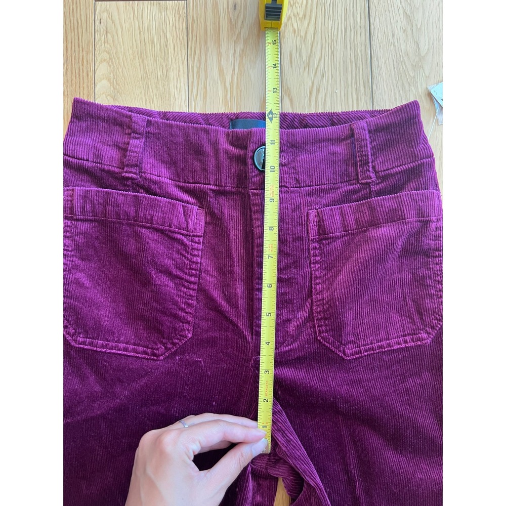 NEW Anthropologie Maeve The Colette Cropped Wide Leg Corduroy Pants Magenta 26 - Picture 5 of 9